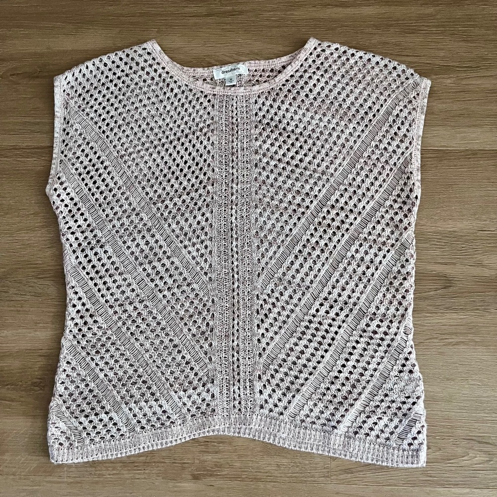 Dressbarn Crochet/Open Knit Sleeveless Overlay Top/Blush Pink/M